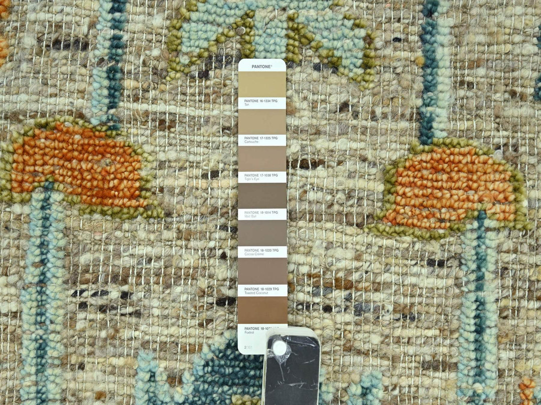 12'2" x 14'10" New Hand Knotted Brown Wool Rectangle Oriental Rug - MOA10277005