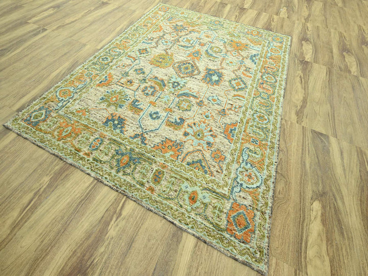 8'1" x 10'1" New Hand Knotted Brown Wool Rectangle Oriental Rug - MOA10277011