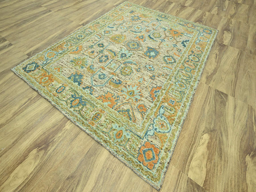 8'1" x 10'3" New Hand Knotted Brown Wool Rectangle Oriental Rug - MOA10277014