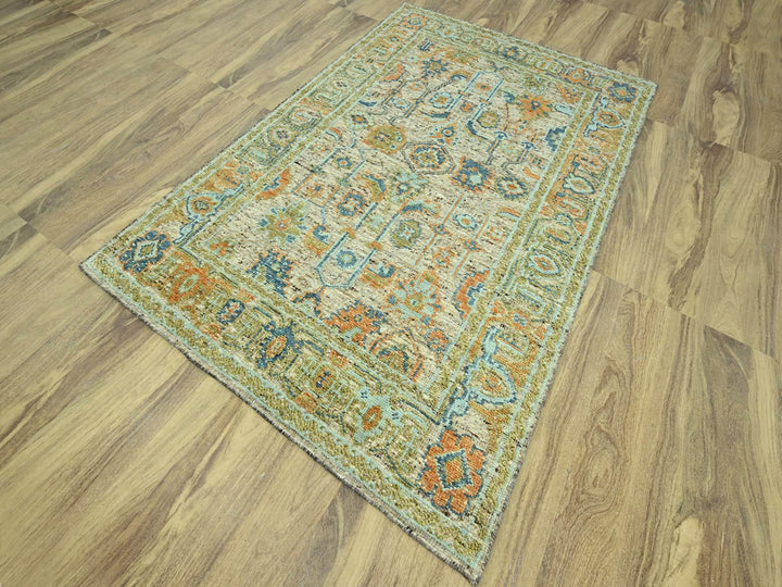 6'2" x 9'1" New Hand Knotted Brown Wool Rectangle Oriental Rug - MOA10277015