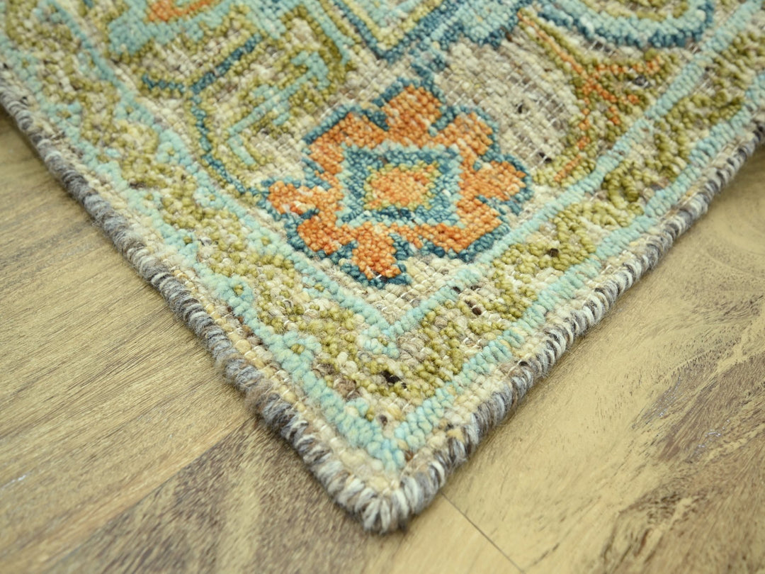 6'1" x 9'3" New Hand Knotted Brown Wool Rectangle Oriental Rug - MOA10277016