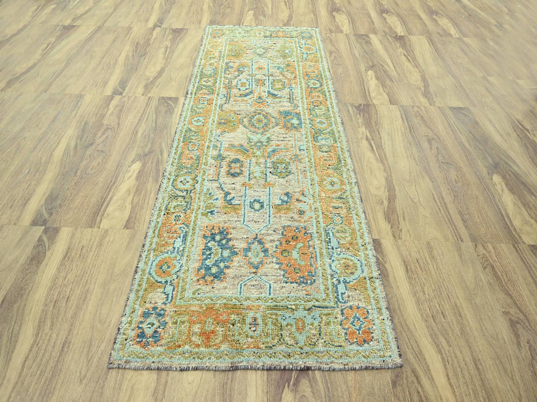 4'2" x 10'2" New Hand Knotted Brown Wool Runner Oriental Rug - MOA10277025