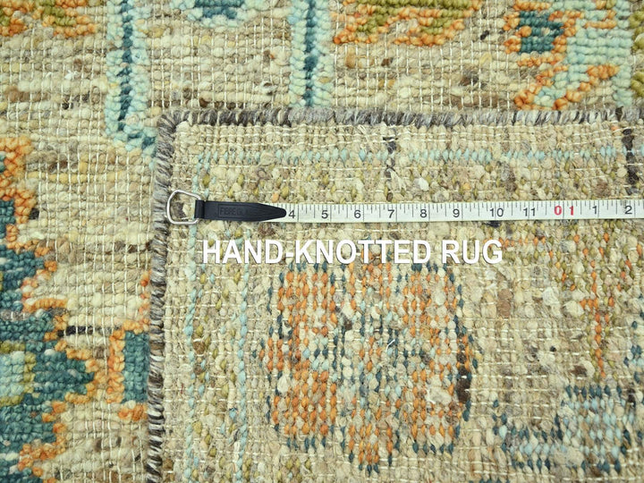 4'2" x 10'2" New Hand Knotted Brown Wool Runner Oriental Rug - MOA10277025