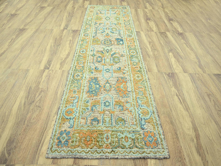 4'2" x 12'3" New Hand Knotted Brown Wool Runner Oriental Rug - MOA10277026