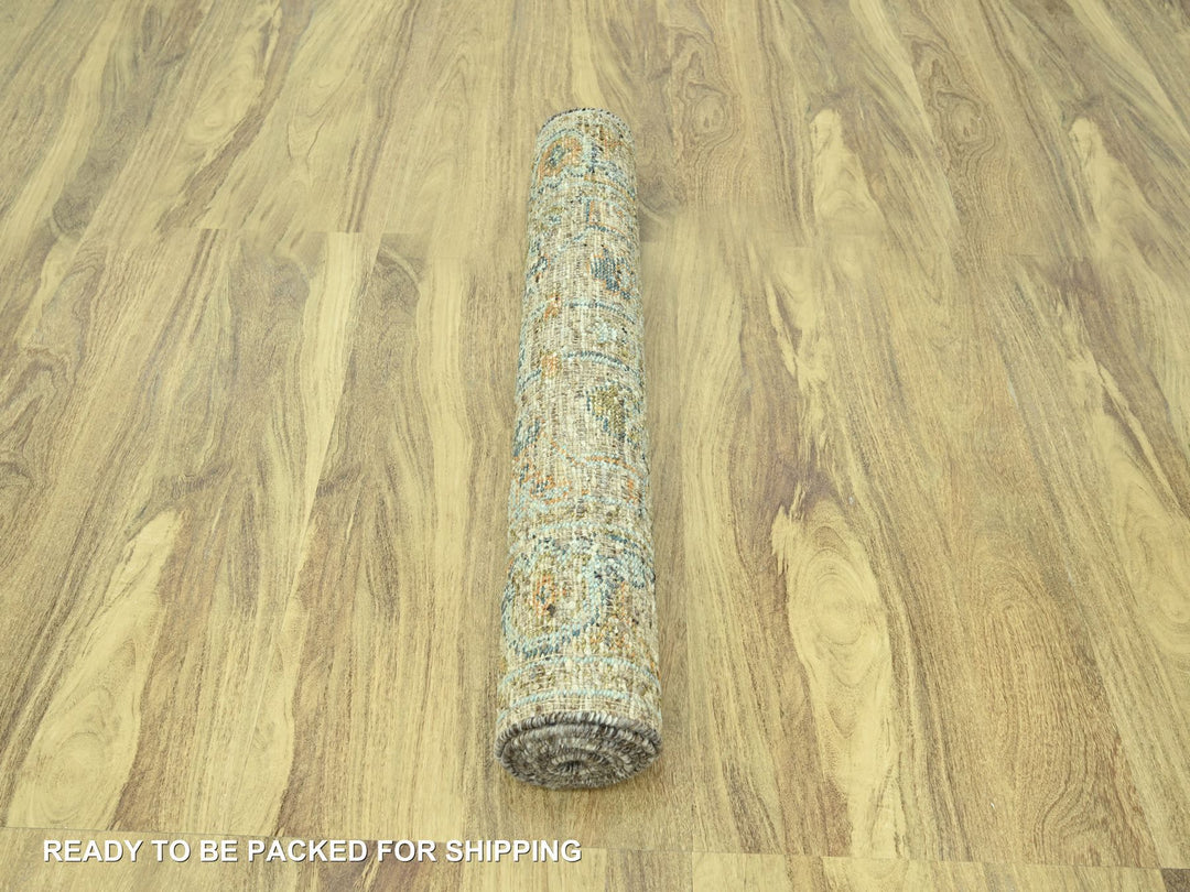 4'2" x 12'3" New Hand Knotted Brown Wool Runner Oriental Rug - MOA10277026