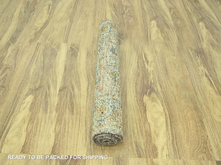 4'2" x 12'3" New Hand Knotted Brown Wool Runner Oriental Rug - MOA10277026
