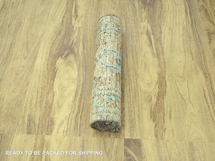 2'7" x 6'2" New Hand Knotted Brown Wool Runner Oriental Rug - MOA10277028