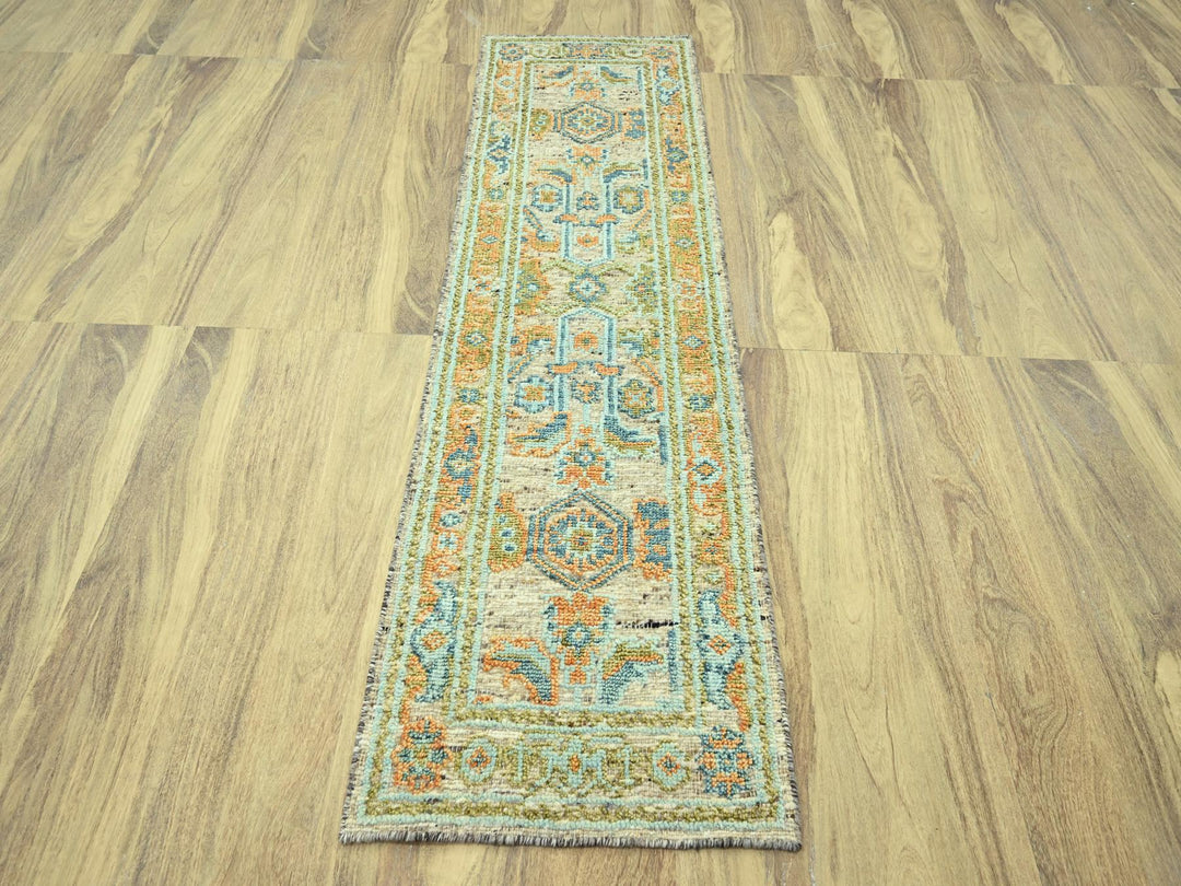 2'7" x 8'0" New Hand Knotted Brown Wool Runner Oriental Rug - MOA10277031