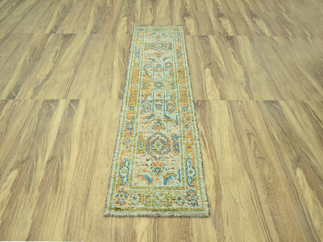 2'7" x 8'1" New Hand Knotted Brown Wool Runner Oriental Rug - MOA10277032