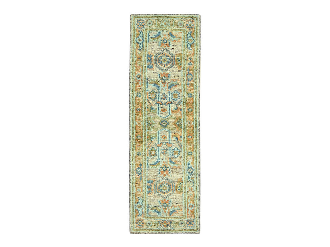 2'7" x 8'1" New Hand Knotted Brown Wool Runner Oriental Rug - MOA10277034