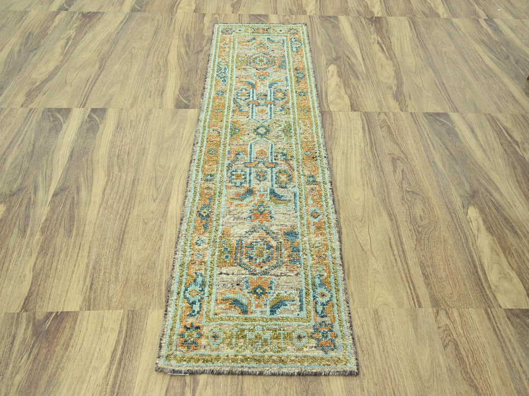 2'7" x 8'1" New Hand Knotted Brown Wool Runner Oriental Rug - MOA10277034