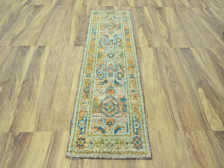 2'7" x 8'1" New Hand Knotted Brown Wool Runner Oriental Rug - MOA10277034