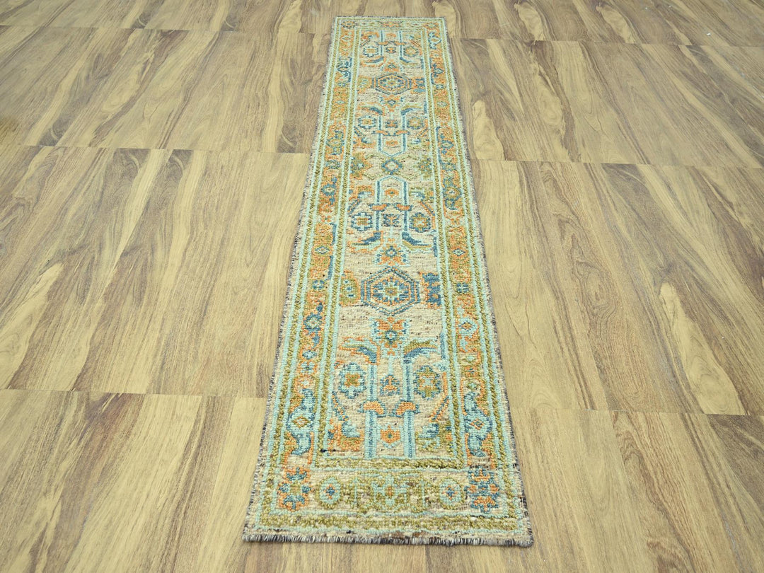2'7" x 10'0" New Hand Knotted Brown Wool Runner Oriental Rug - MOA10277035