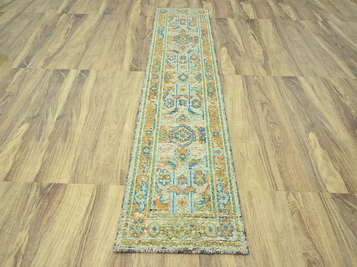 2'7" x 10'0" New Hand Knotted Brown Wool Runner Oriental Rug - MOA10277035