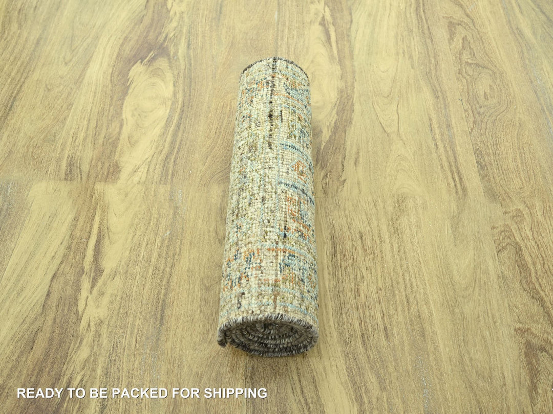 2'7" x 10'0" New Hand Knotted Brown Wool Runner Oriental Rug - MOA10277035