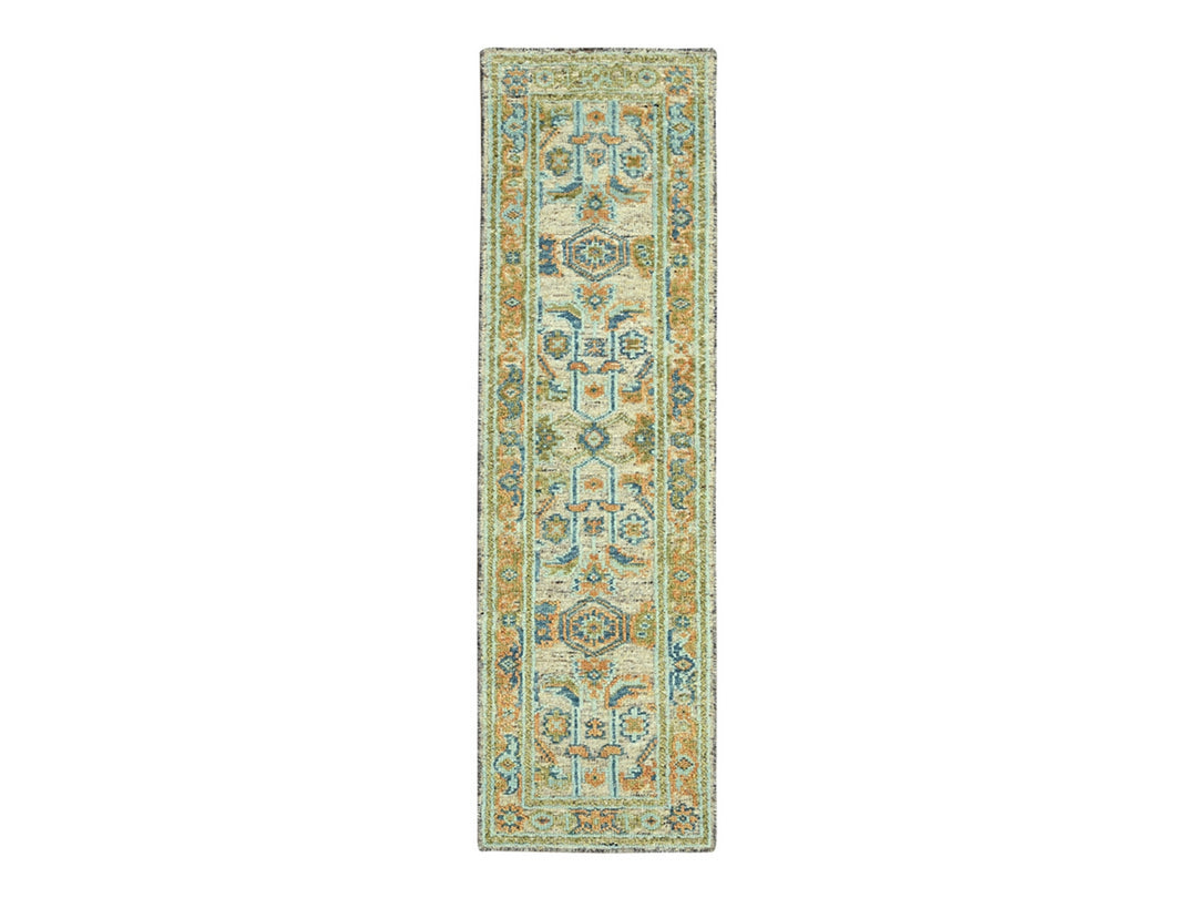 2'7" x 10'1" New Hand Knotted Brown Wool Runner Oriental Rug - MOA10277036