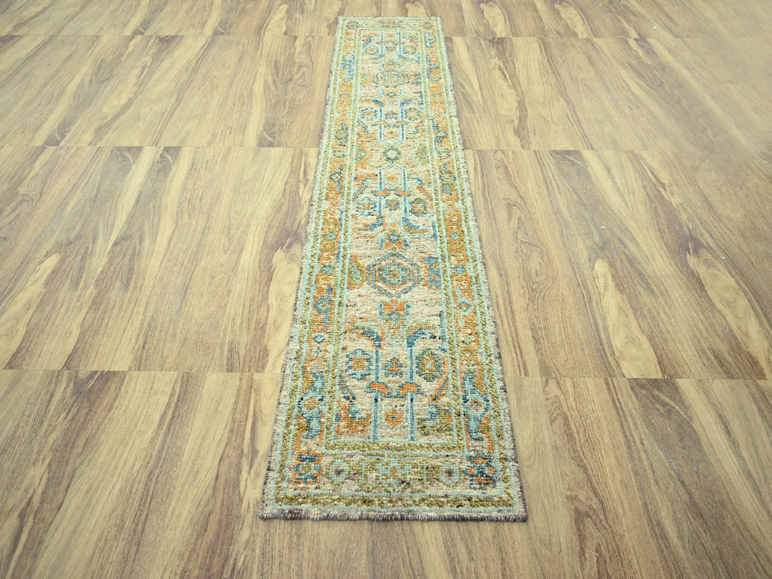 2'7" x 10'1" New Hand Knotted Brown Wool Runner Oriental Rug - MOA10277036