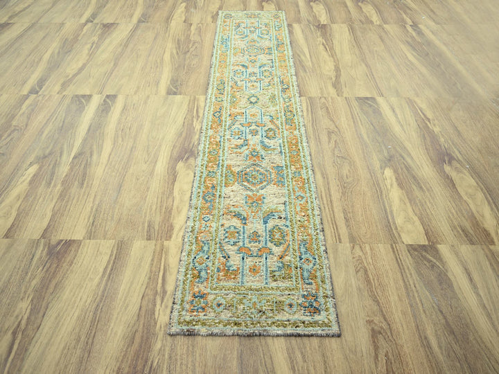 2'7" x 10'1" New Hand Knotted Brown Wool Runner Oriental Rug - MOA10277036