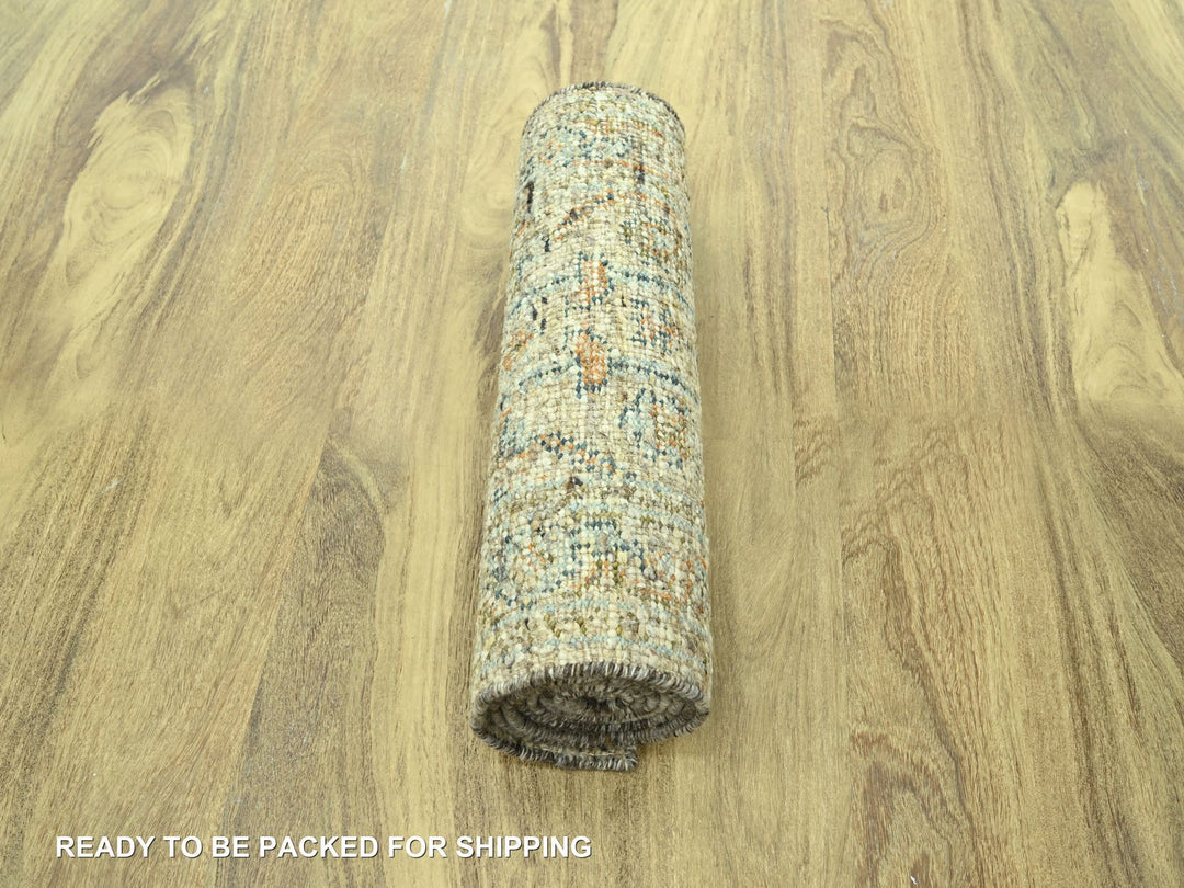 2'7" x 10'1" New Hand Knotted Brown Wool Runner Oriental Rug - MOA10277036