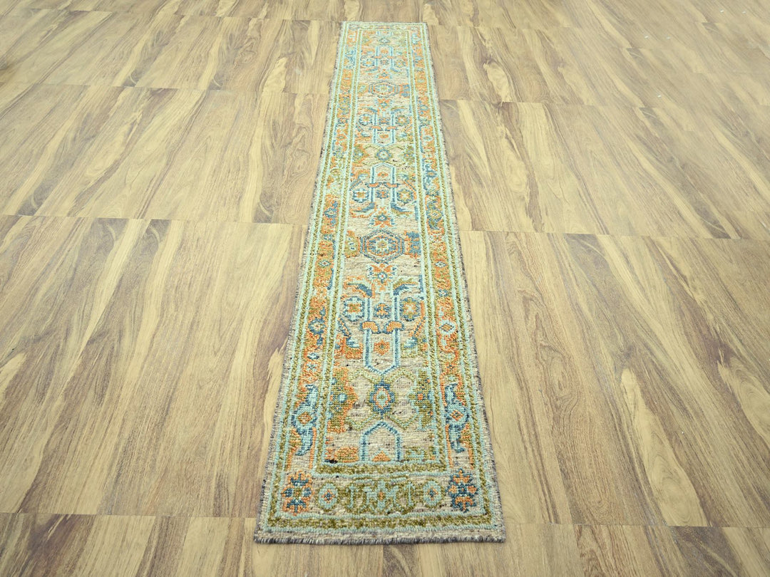 2'7" x 12'0" New Hand Knotted Brown Wool Runner Oriental Rug - MOA10277037