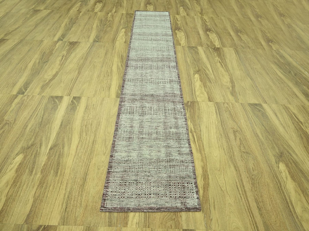 2'7" x 12'0" New Hand Knotted Red Wool Runner Oriental Rug - MOA10277050