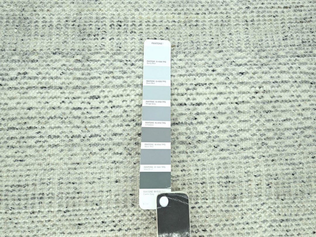2'6" x 11'10" New Hand Knotted Grey Wool Runner Oriental Rug - MOA10277061
