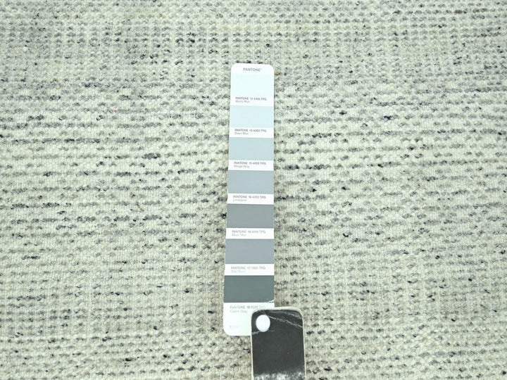 2'6" x 11'10" New Hand Knotted Grey Wool Runner Oriental Rug - MOA10277061