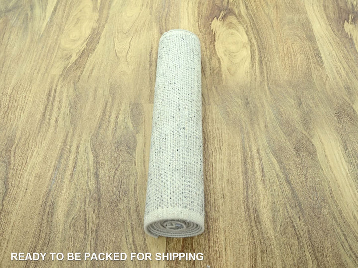 2'6" x 11'10" New Hand Knotted Grey Wool Runner Oriental Rug - MOA10277061