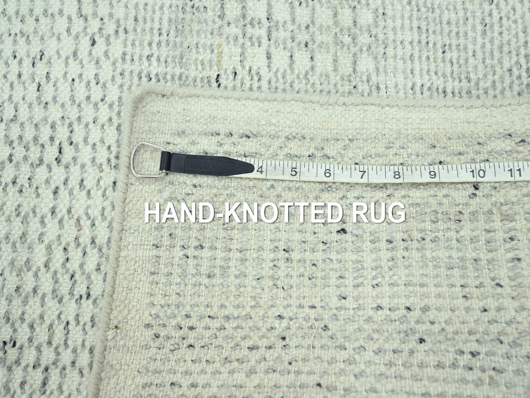 2'6" x 11'10" New Hand Knotted Grey Wool Runner Oriental Rug - MOA10277061