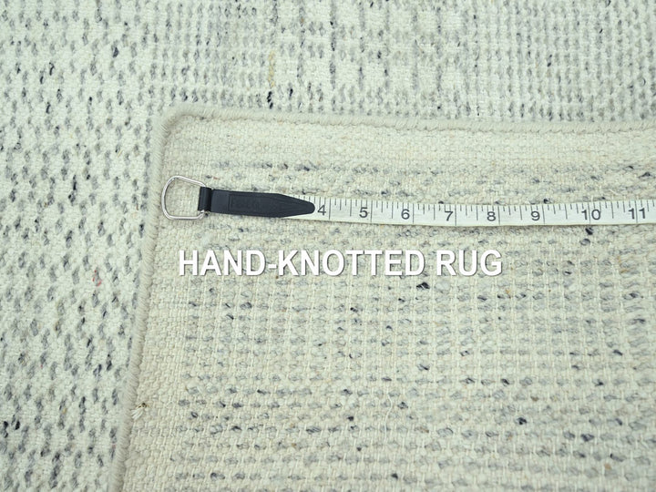 2'6" x 11'10" New Hand Knotted Grey Wool Runner Oriental Rug - MOA10277061