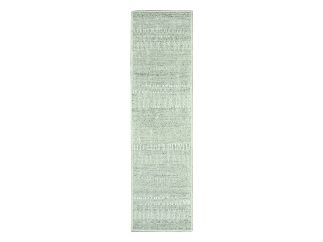 2'9" x 11'10" New Hand Knotted Grey Wool Runner Oriental Rug - MOA10277062