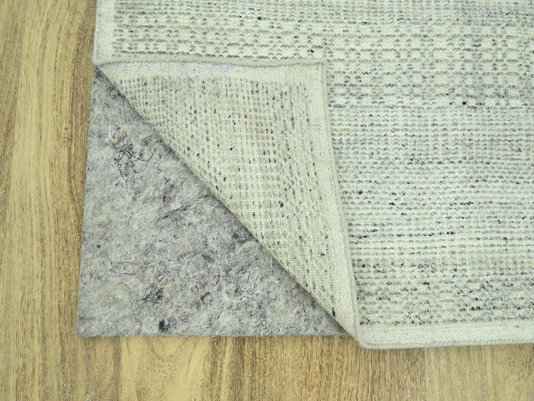 2'9" x 11'10" New Hand Knotted Grey Wool Runner Oriental Rug - MOA10277062