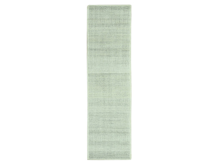 2'8" x 11'10" New Hand Knotted Grey Wool Runner Oriental Rug - MOA10277063