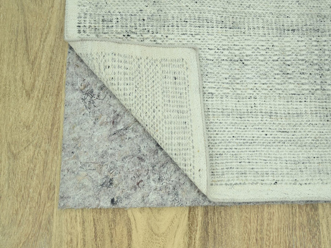 2'7" x 10'3" New Hand Knotted Grey Wool Runner Oriental Rug - MOA10277064