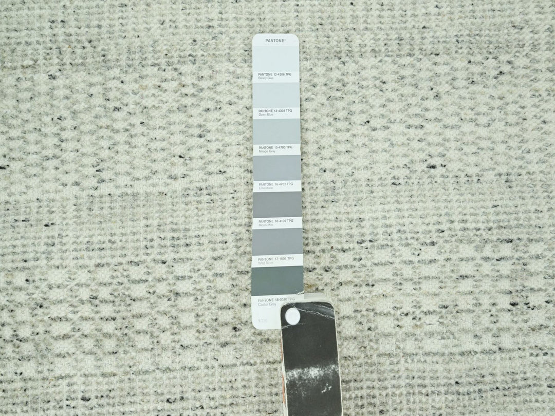 2'7" x 10'3" New Hand Knotted Grey Wool Runner Oriental Rug - MOA10277064