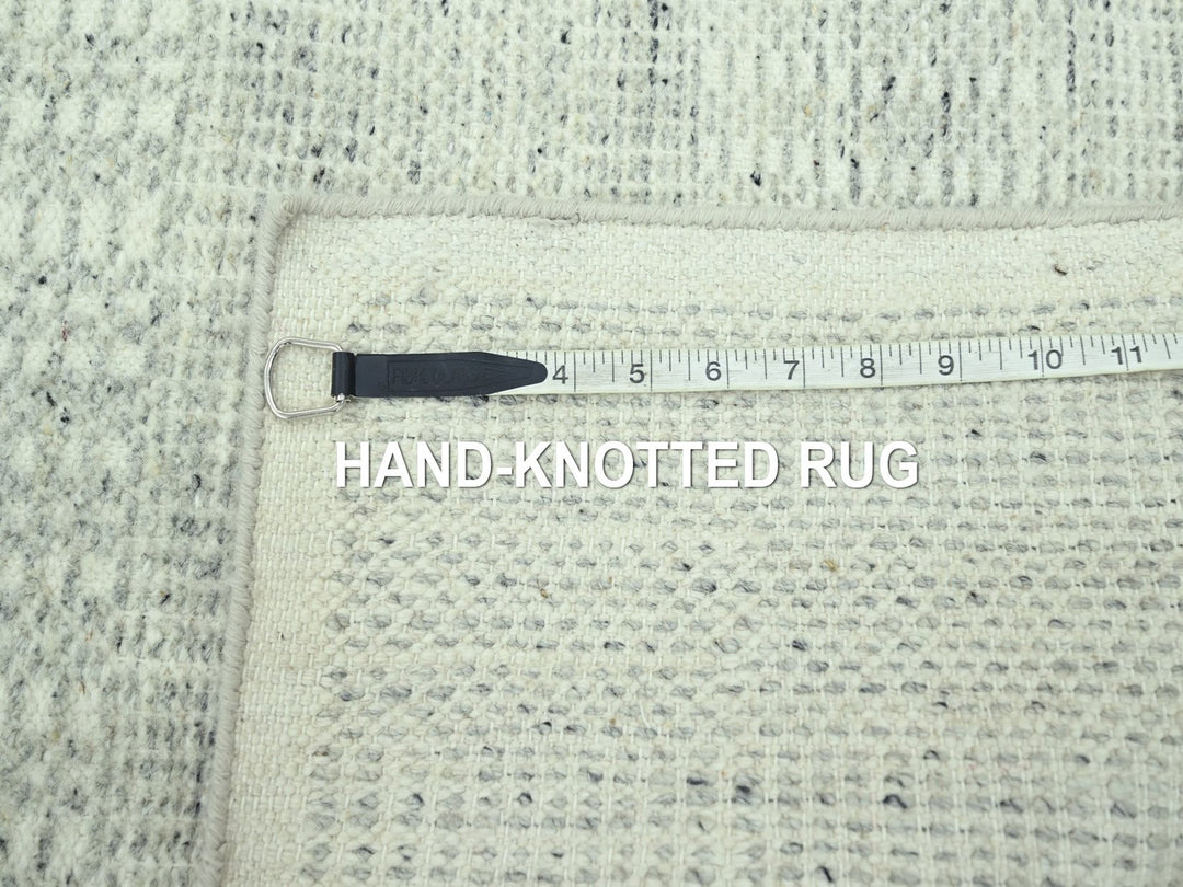 2'7" x 10'3" New Hand Knotted Grey Wool Runner Oriental Rug - MOA10277064