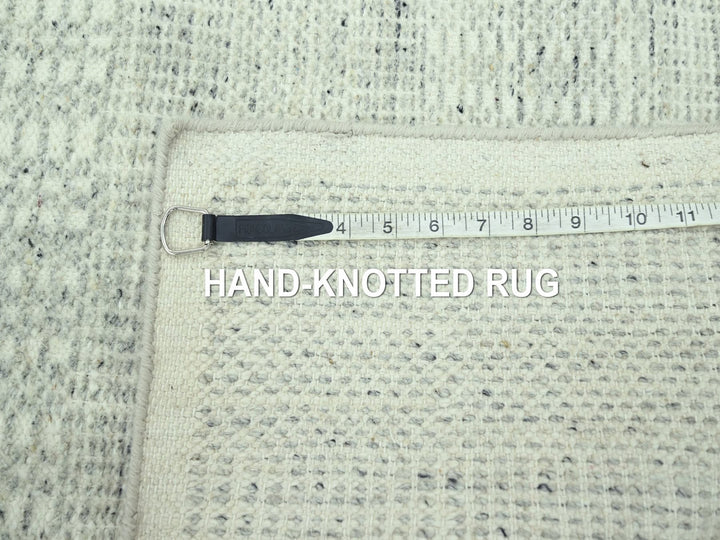 2'7" x 10'3" New Hand Knotted Grey Wool Runner Oriental Rug - MOA10277064