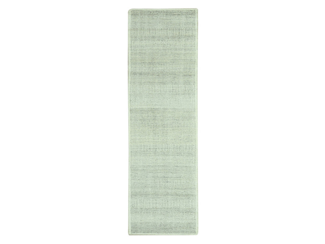 2'8" x 10'2" New Hand Knotted Grey Wool Runner Oriental Rug - MOA10277065