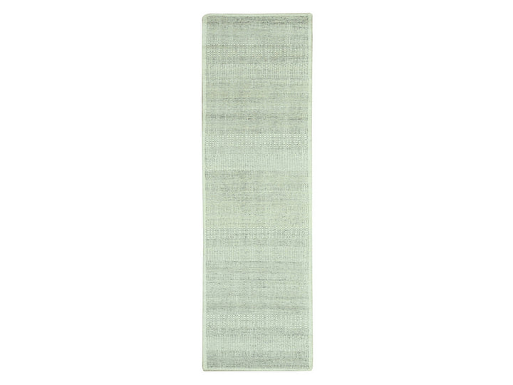 2'8" x 10'2" New Hand Knotted Grey Wool Runner Oriental Rug - MOA10277065
