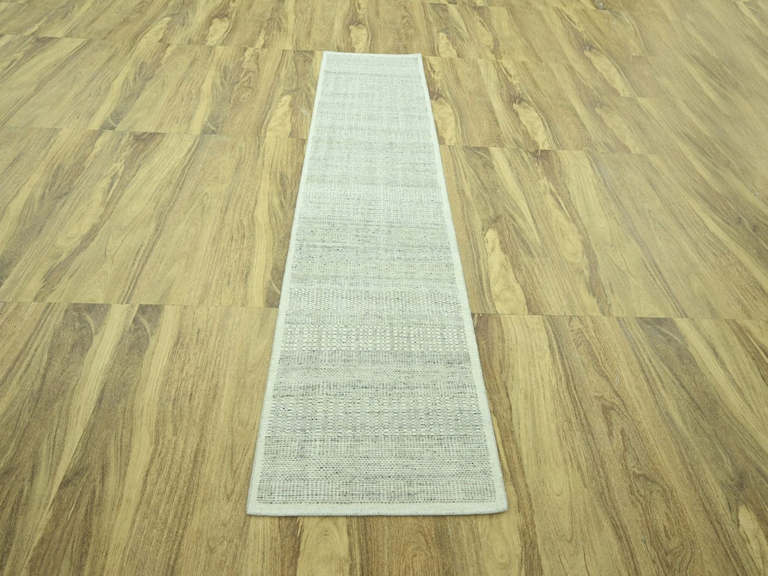 2'8" x 10'2" New Hand Knotted Grey Wool Runner Oriental Rug - MOA10277065