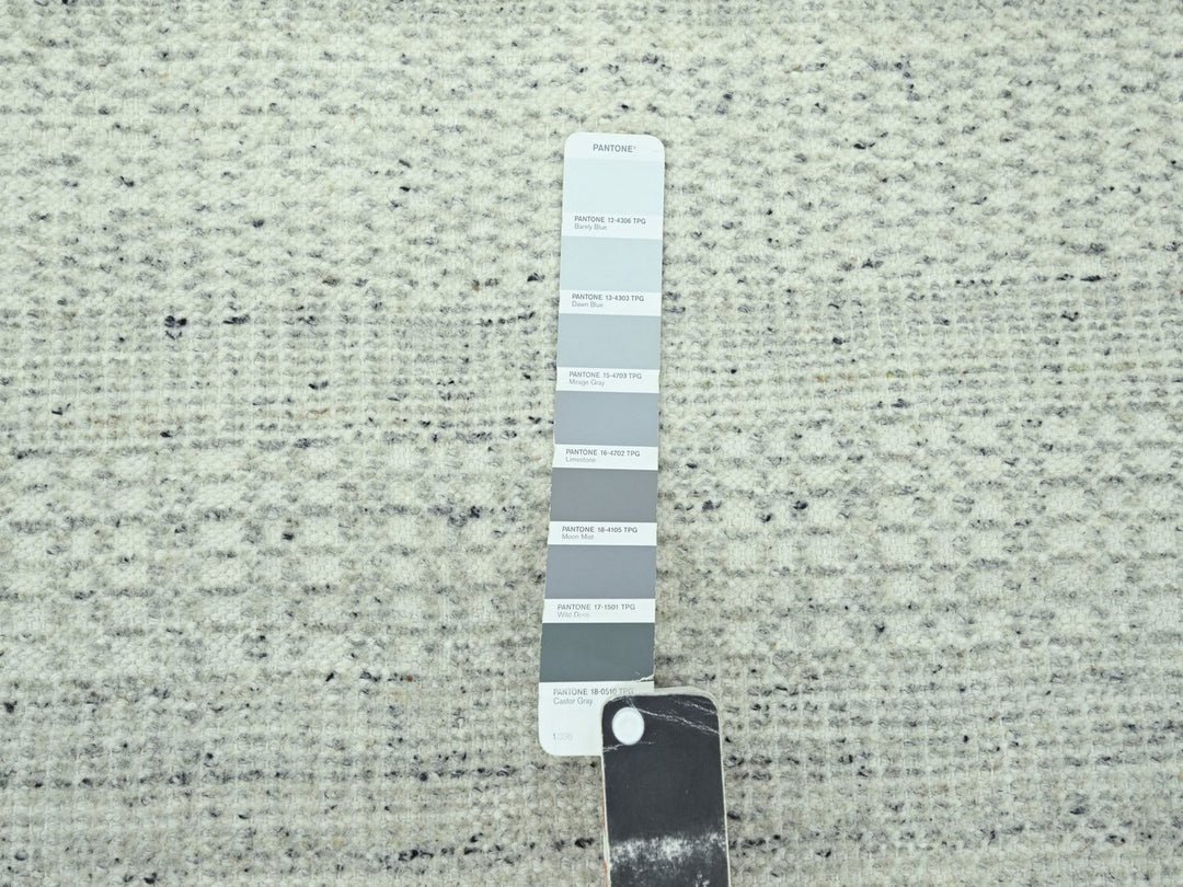 2'8" x 10'2" New Hand Knotted Grey Wool Runner Oriental Rug - MOA10277065