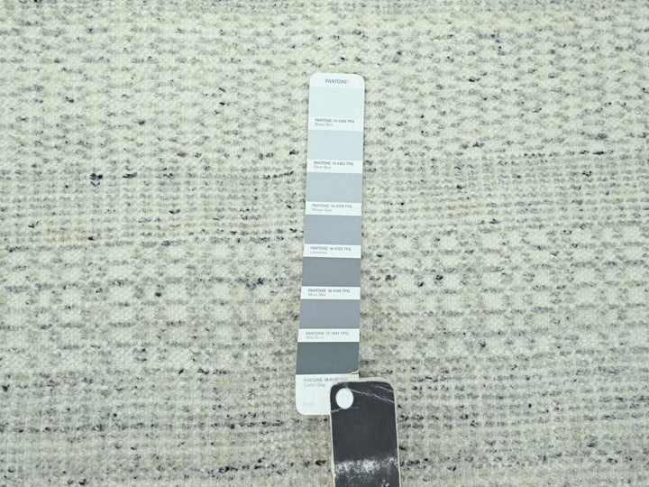 2'8" x 10'2" New Hand Knotted Grey Wool Runner Oriental Rug - MOA10277065