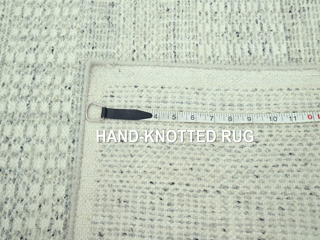2'8" x 10'2" New Hand Knotted Grey Wool Runner Oriental Rug - MOA10277065