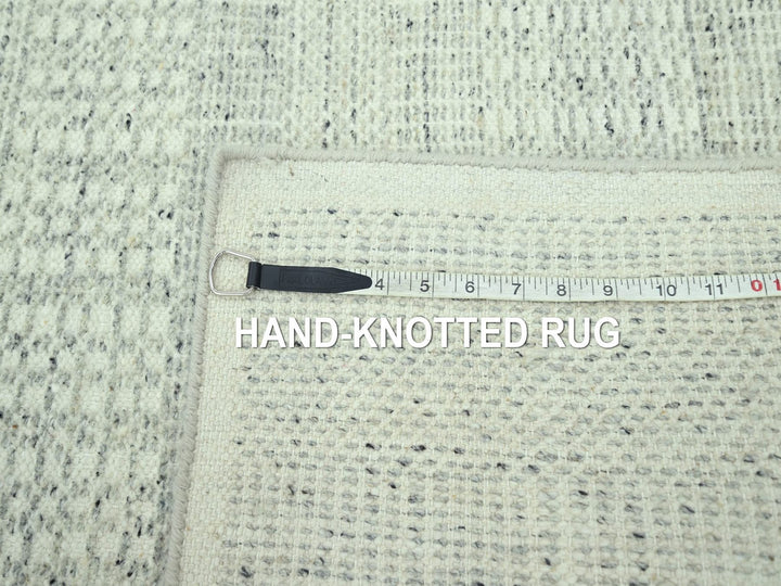2'8" x 10'2" New Hand Knotted Grey Wool Runner Oriental Rug - MOA10277065