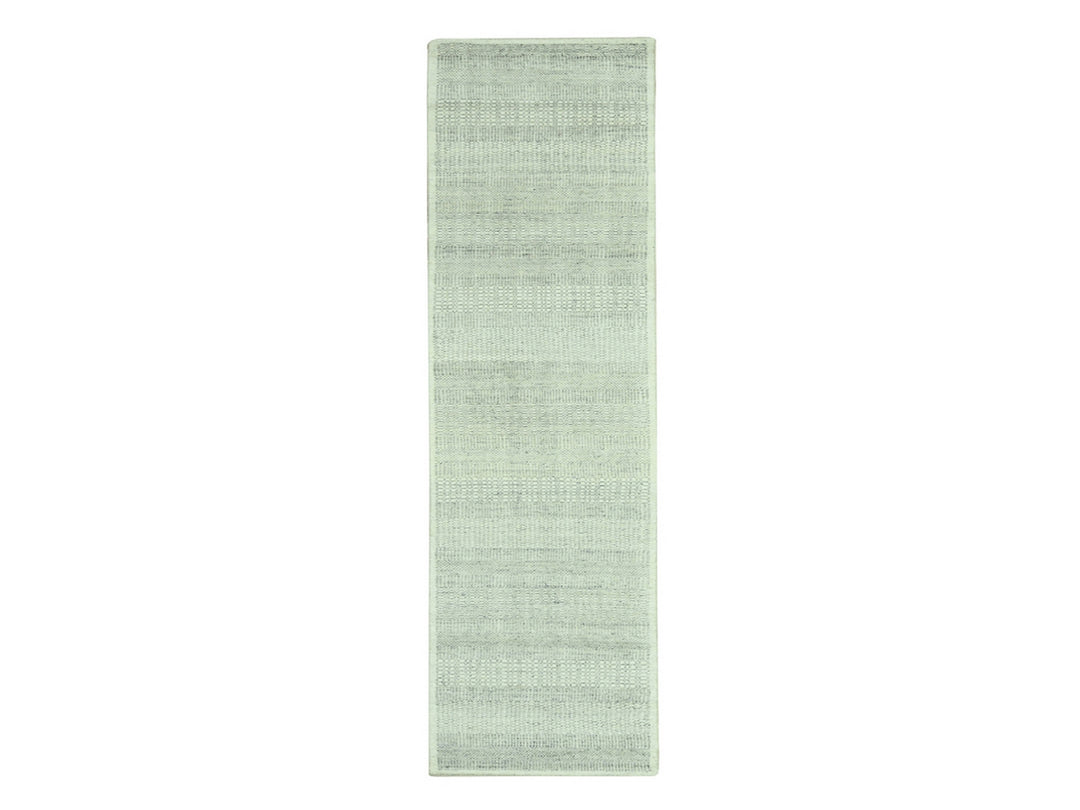 2'7" x 10'2" New Hand Knotted Grey Wool Runner Oriental Rug - MOA10277066