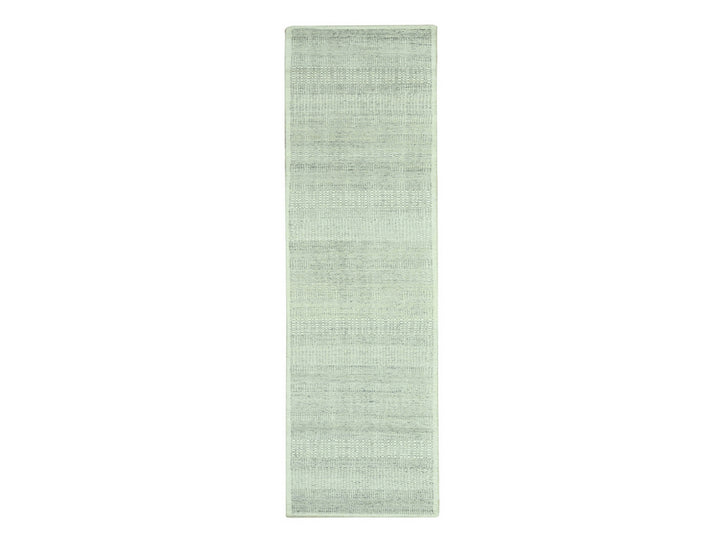 2'7" x 10'2" New Hand Knotted Grey Wool Runner Oriental Rug - MOA10277066