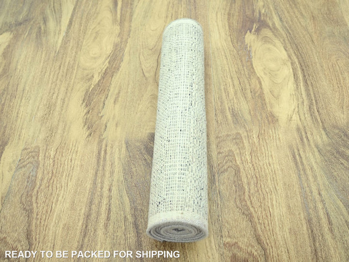 2'7" x 10'2" New Hand Knotted Grey Wool Runner Oriental Rug - MOA10277066
