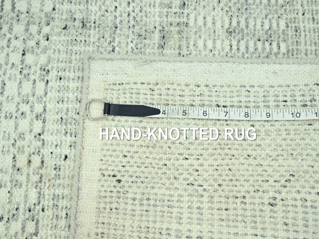 2'7" x 10'2" New Hand Knotted Grey Wool Runner Oriental Rug - MOA10277066
