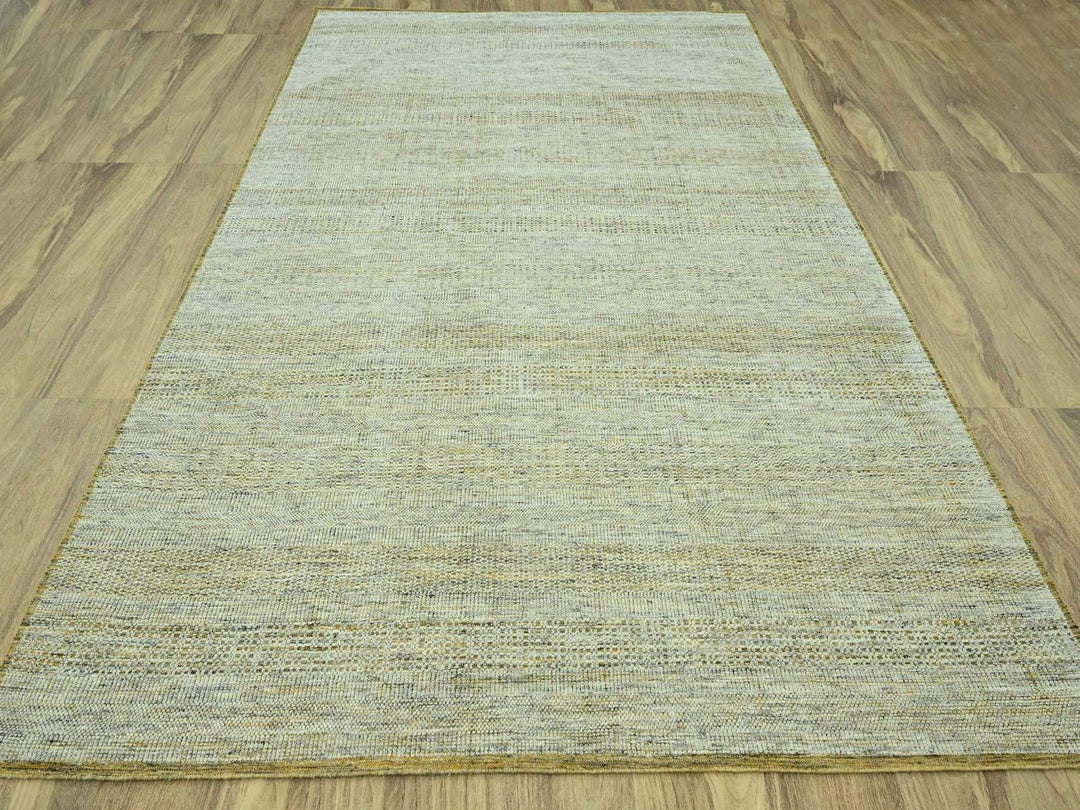 9'0" x 12'0" New Hand Knotted Yellow Wool Rectangle Oriental Rug - MOA10277067