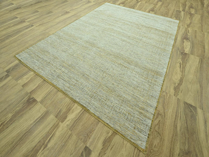 9'0" x 12'0" New Hand Knotted Yellow Wool Rectangle Oriental Rug - MOA10277067